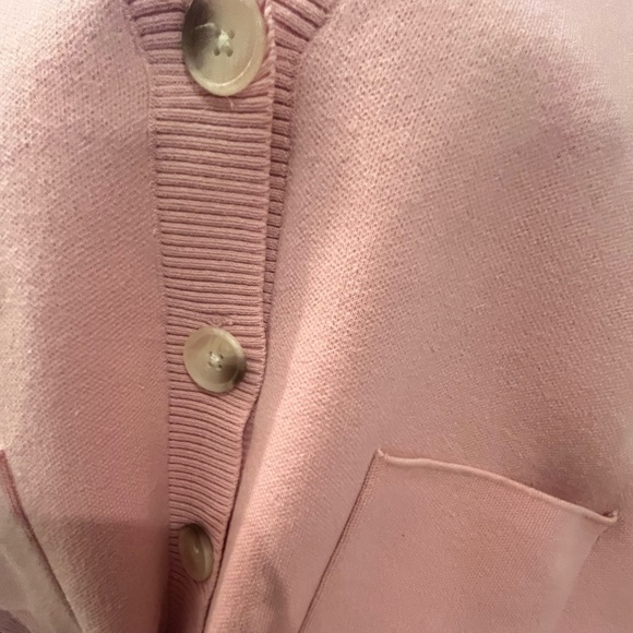NWT LOFT Soft Pink Button-Up Medium Knit Cardigan with front Pockets Size M - Picture 6 of 7